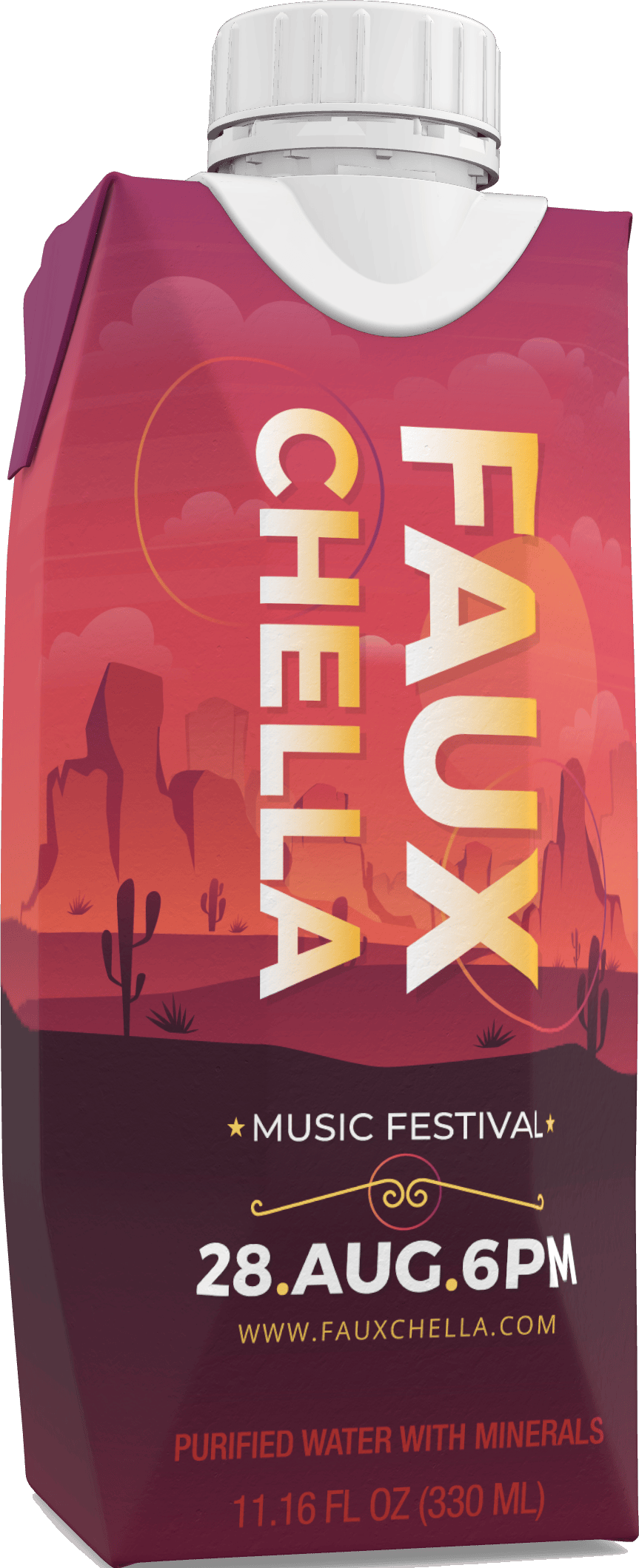 Fauxchella branded water carton